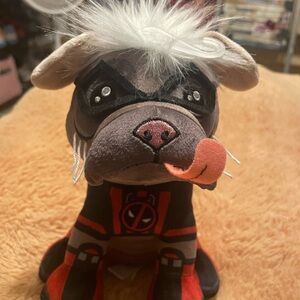 Plush Dog Toy with Red and Black Costume